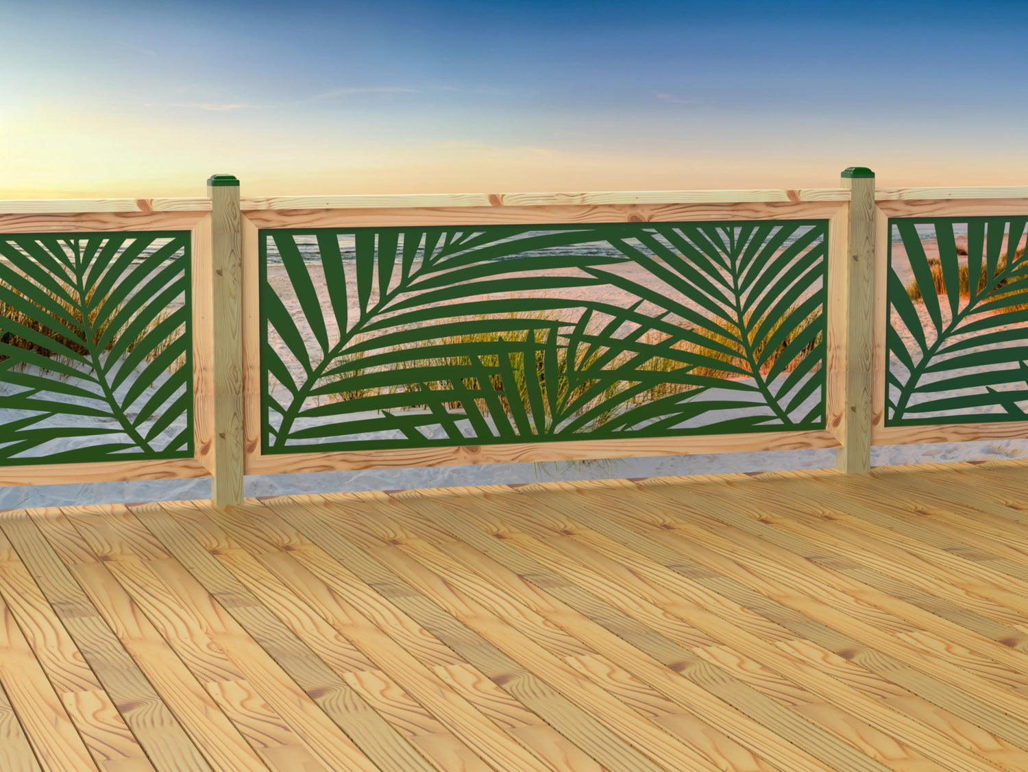 80"x30" - Palm Leaf Pattern Fence/Gate Panel Insert - Madison Iron and Wood