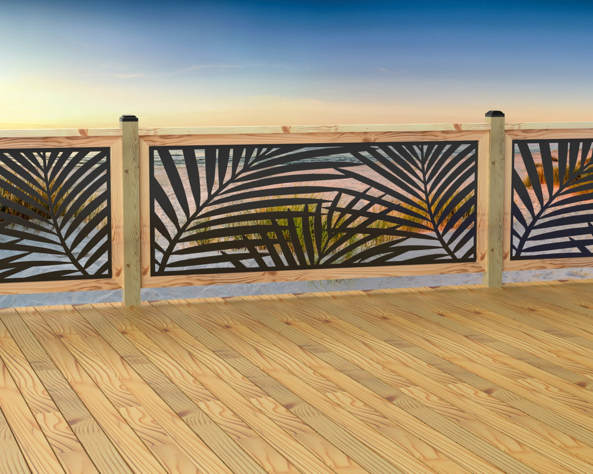 80"x30" - Palm Leaf Pattern Fence/Gate Panel Insert - Madison Iron and Wood