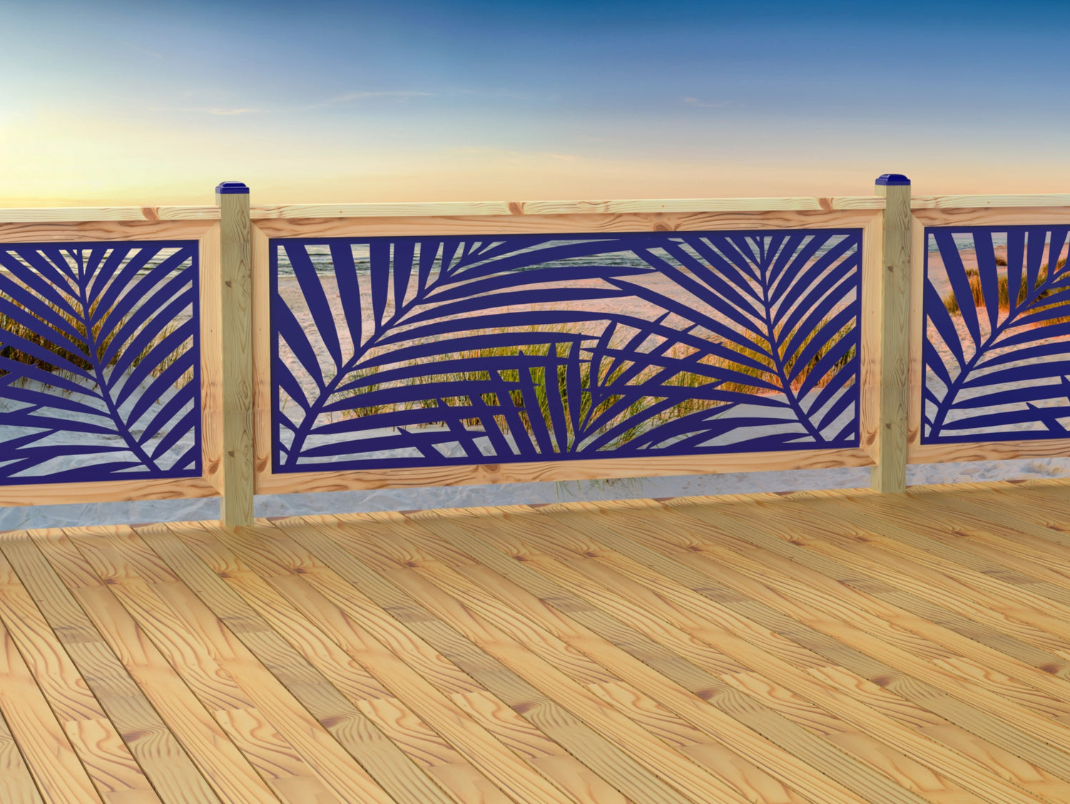 80"x30" - Palm Leaf Pattern Fence/Gate Panel Insert - Madison Iron and Wood