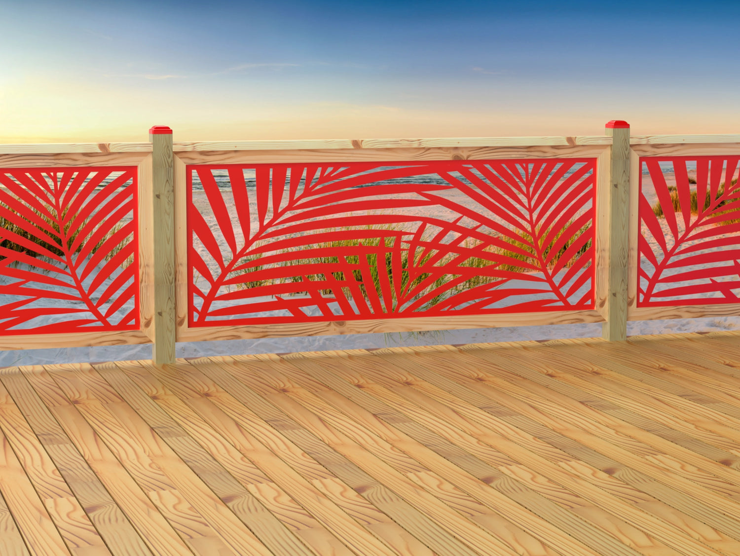 80"x30" - Palm Leaf Pattern Fence/Gate Panel Insert - Madison Iron and Wood