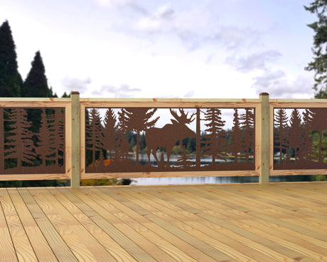 80"x30" - Single Moose Landscape Fence/Gate Panel Insert - Madison Iron and Wood