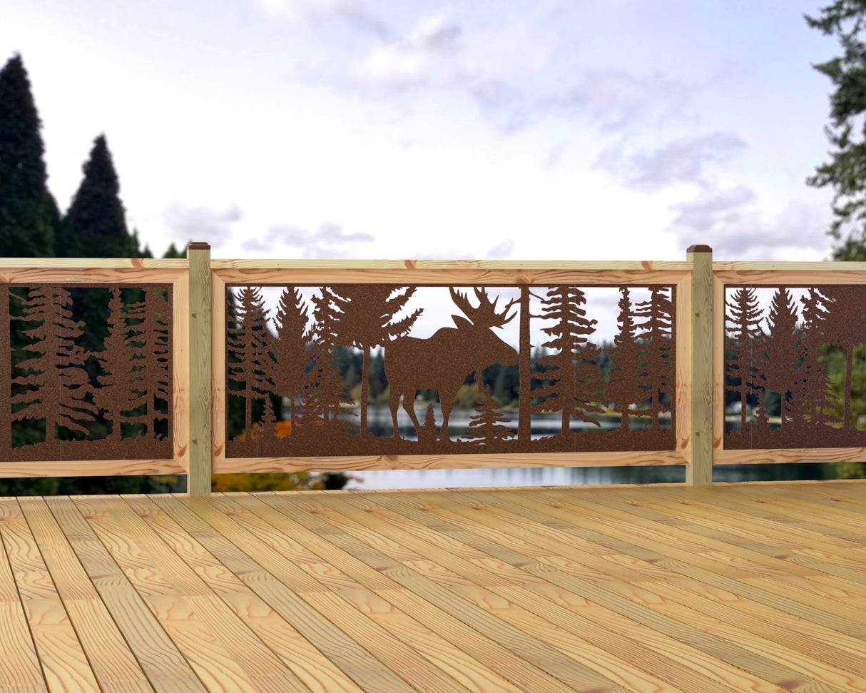 Single Moose Landscape Railing Panel Insert - Madison Iron and Wood