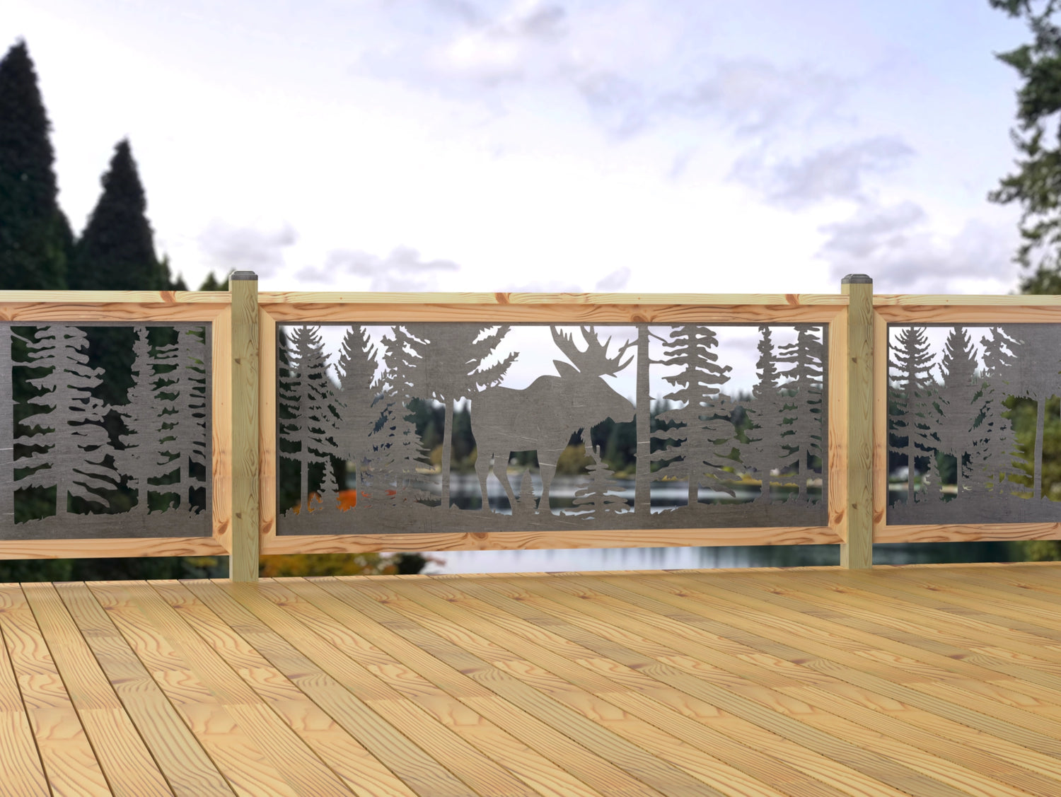 80"x30" - Single Moose Landscape Fence/Gate Panel Insert - Madison Iron and Wood