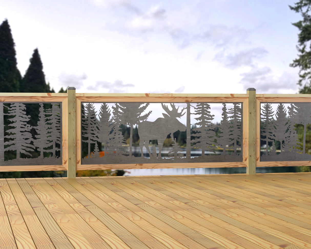 80"x30" - Single Moose Landscape Fence/Gate Panel Insert - Madison Iron and Wood