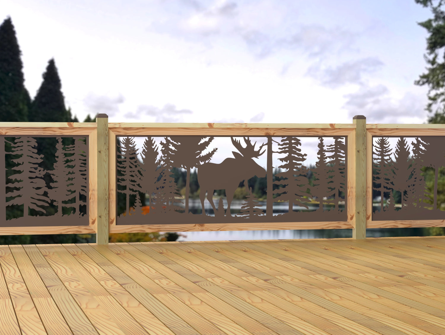 80"x30" - Single Moose Landscape Fence/Gate Panel Insert - Madison Iron and Wood