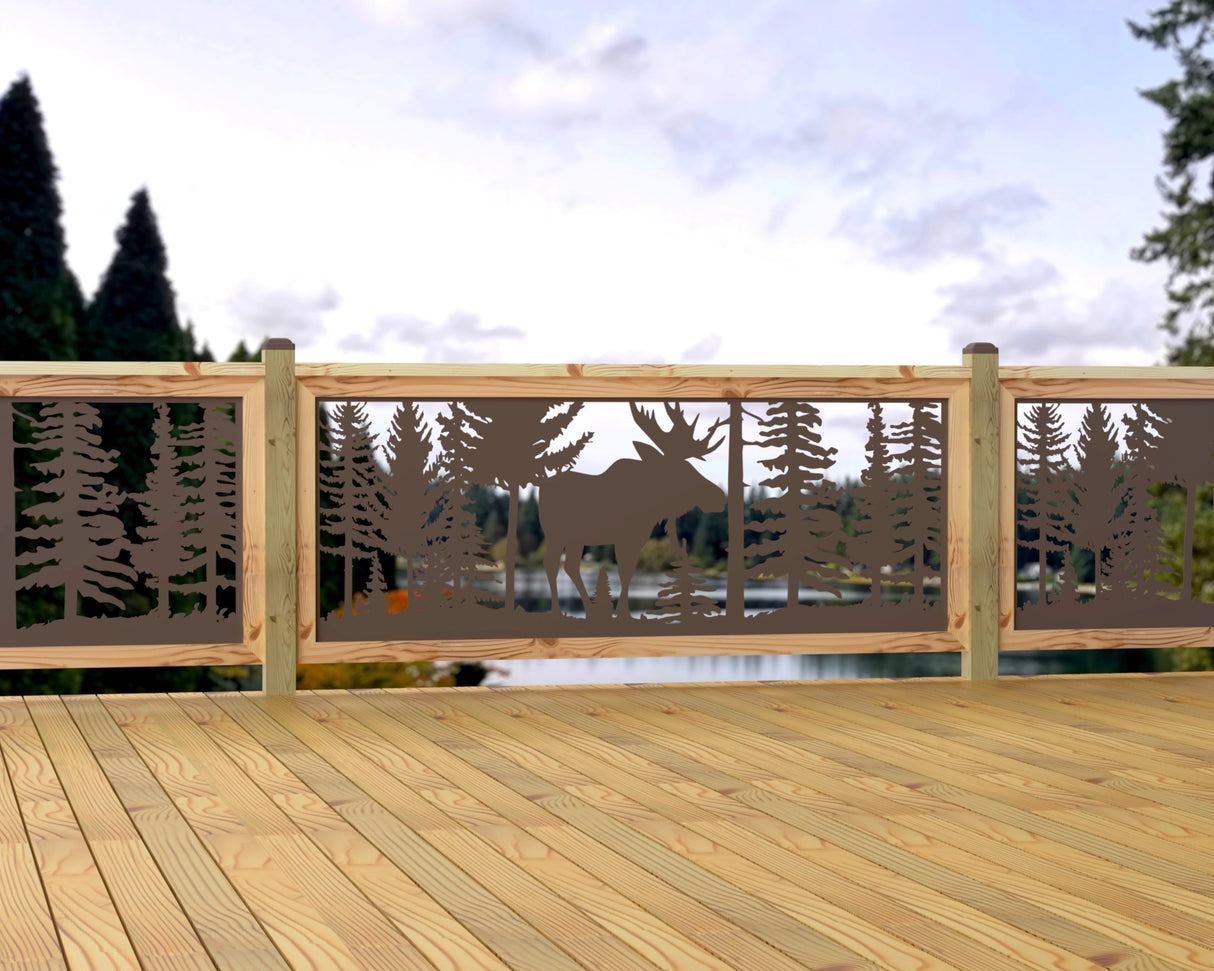 Single Moose Landscape Railing Panel Insert - Madison Iron and Wood
