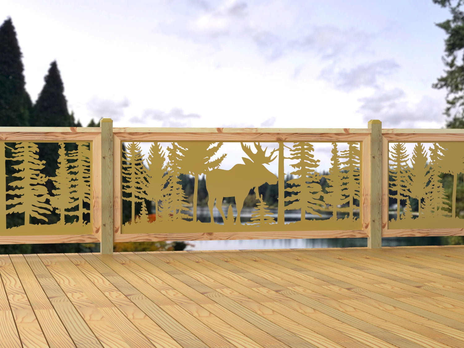 80"x30" - Single Moose Landscape Fence/Gate Panel Insert - Madison Iron and Wood