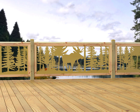 80"x30" - Single Moose Landscape Fence/Gate Panel Insert - Madison Iron and Wood