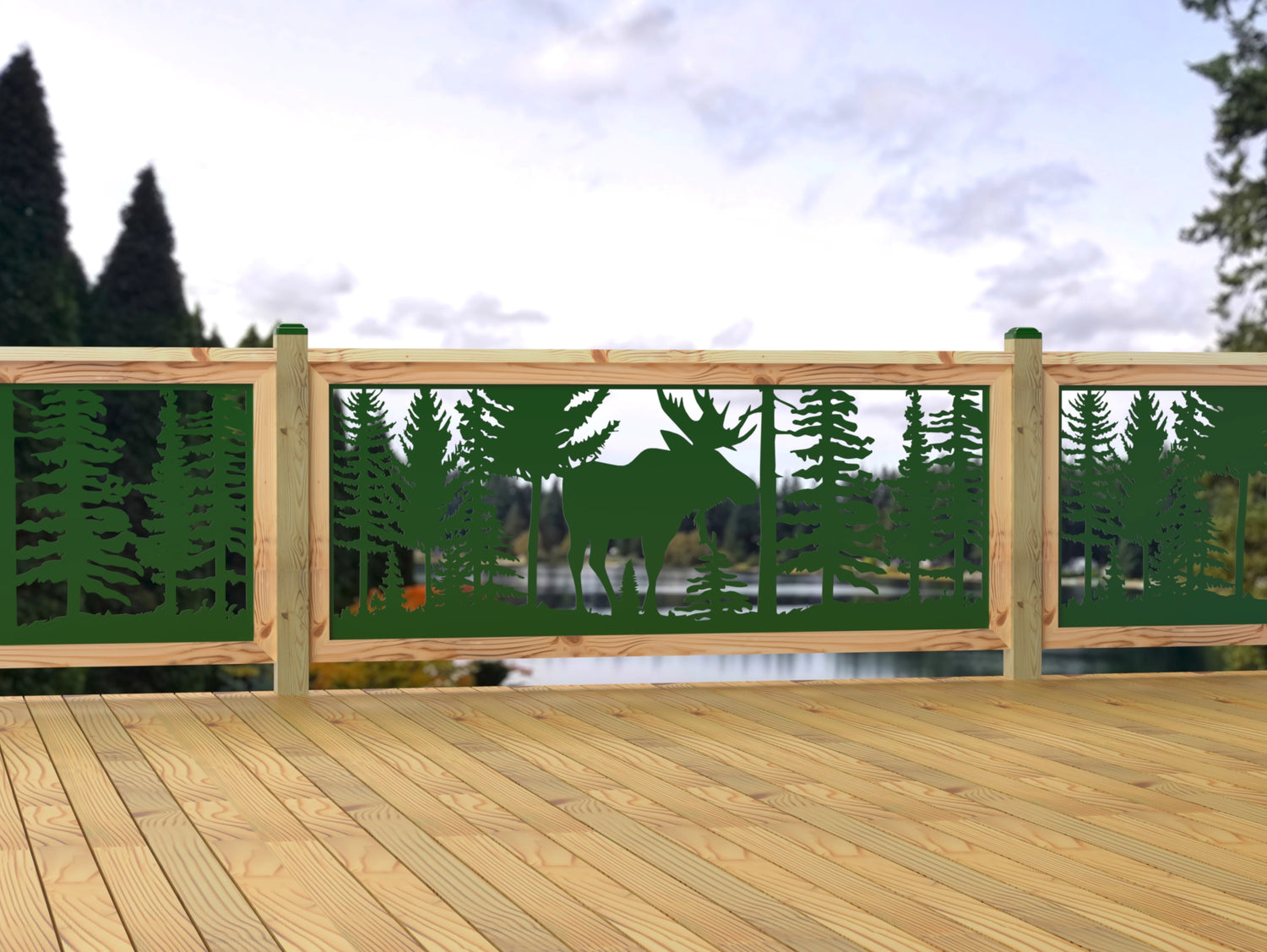 80"x30" - Single Moose Landscape Fence/Gate Panel Insert - Madison Iron and Wood