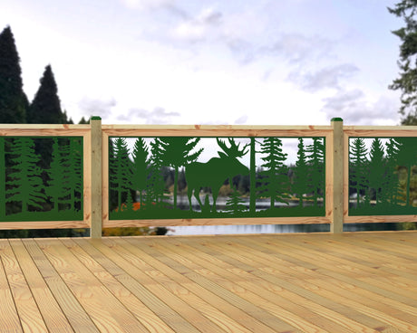 80"x30" - Single Moose Landscape Fence/Gate Panel Insert - Madison Iron and Wood