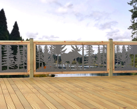 80"x30" - Single Moose Landscape Fence/Gate Panel Insert - Madison Iron and Wood