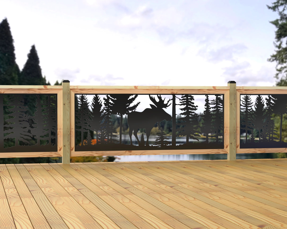 80"x30" - Single Moose Landscape Fence/Gate Panel Insert - Madison Iron and Wood