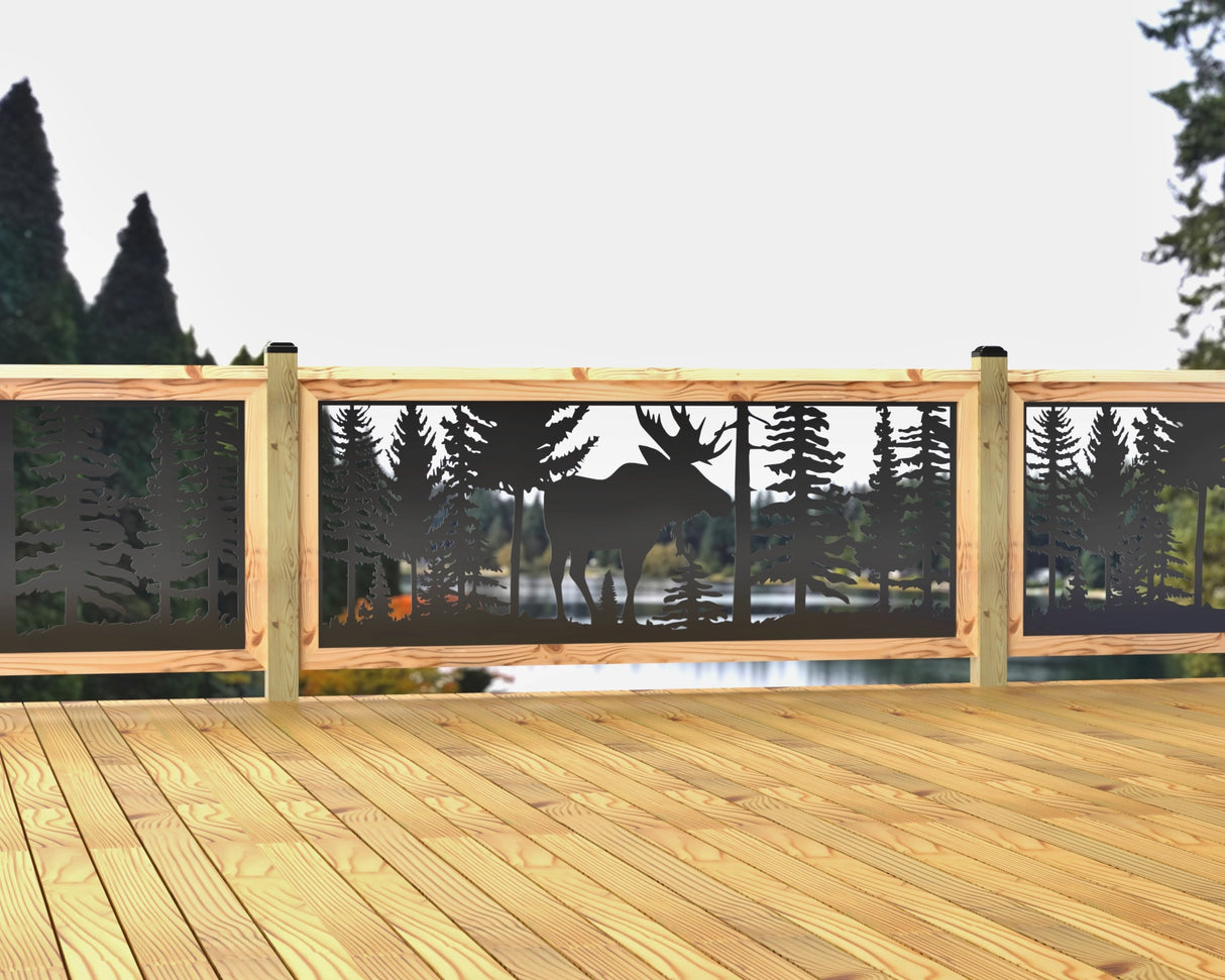 Single Moose Landscape Railing Panel Insert - Madison Iron and Wood