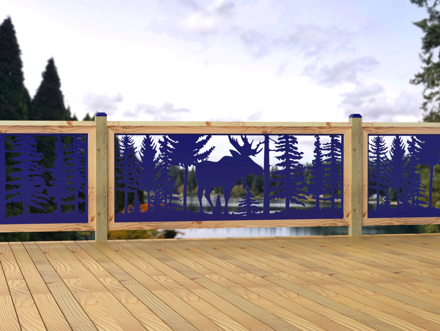 80"x30" - Single Moose Landscape Fence/Gate Panel Insert - Madison Iron and Wood