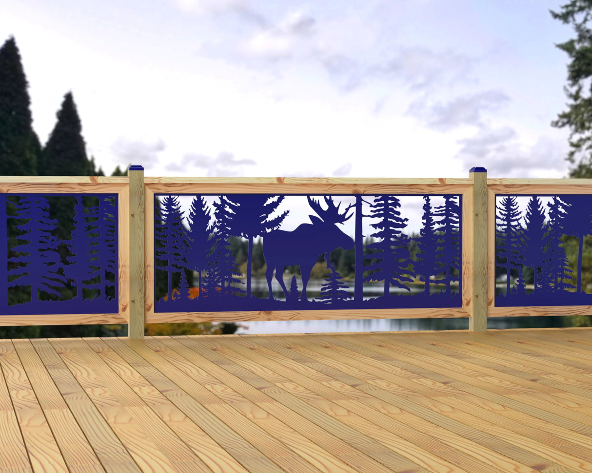 80"x30" - Single Moose Landscape Fence/Gate Panel Insert - Madison Iron and Wood