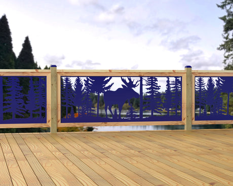 80"x30" - Single Moose Landscape Fence/Gate Panel Insert - Madison Iron and Wood