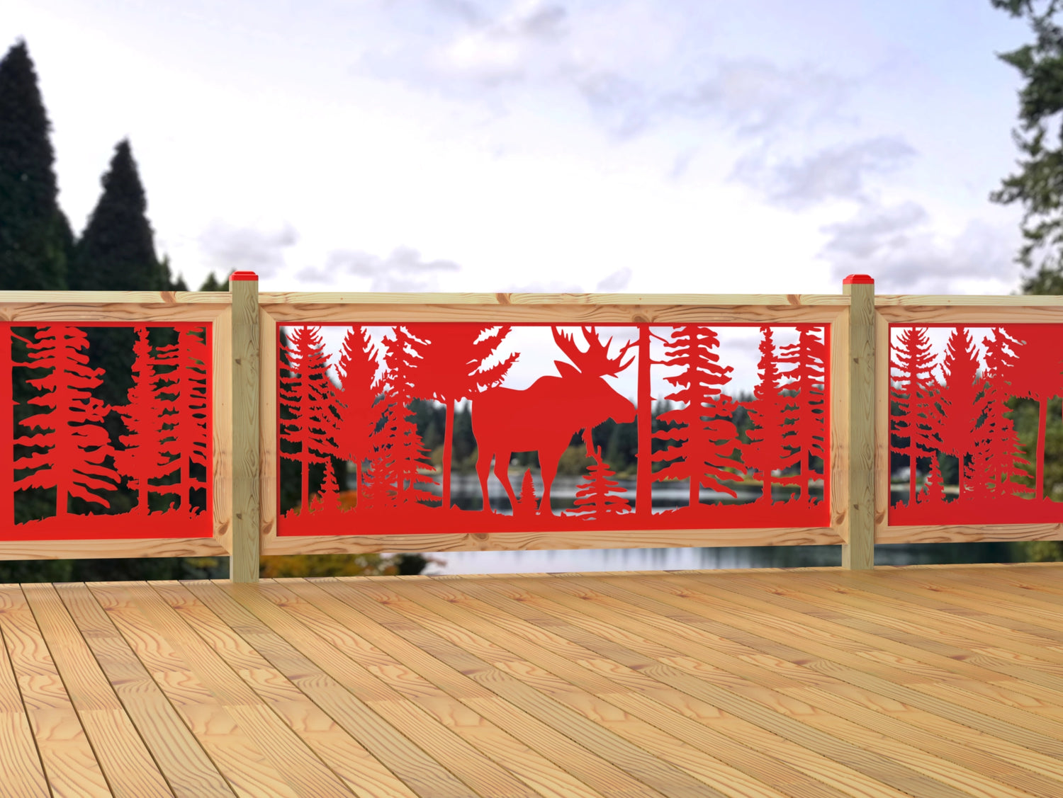 80"x30" - Single Moose Landscape Fence/Gate Panel Insert - Madison Iron and Wood