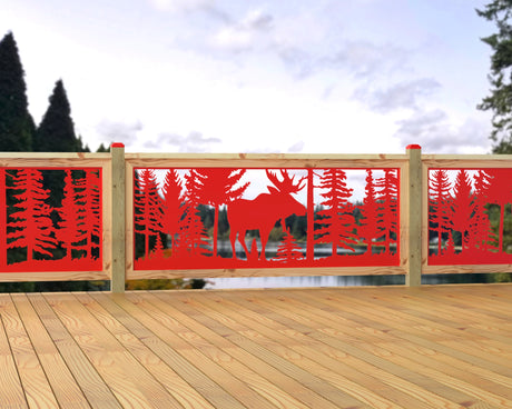 80"x30" - Single Moose Landscape Fence/Gate Panel Insert - Madison Iron and Wood