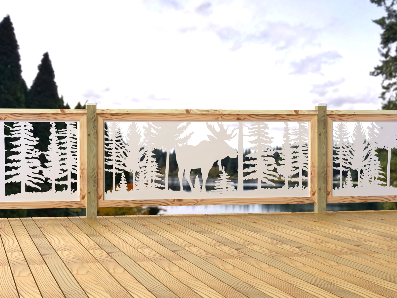 80"x30" - Single Moose Landscape Fence/Gate Panel Insert - Madison Iron and Wood