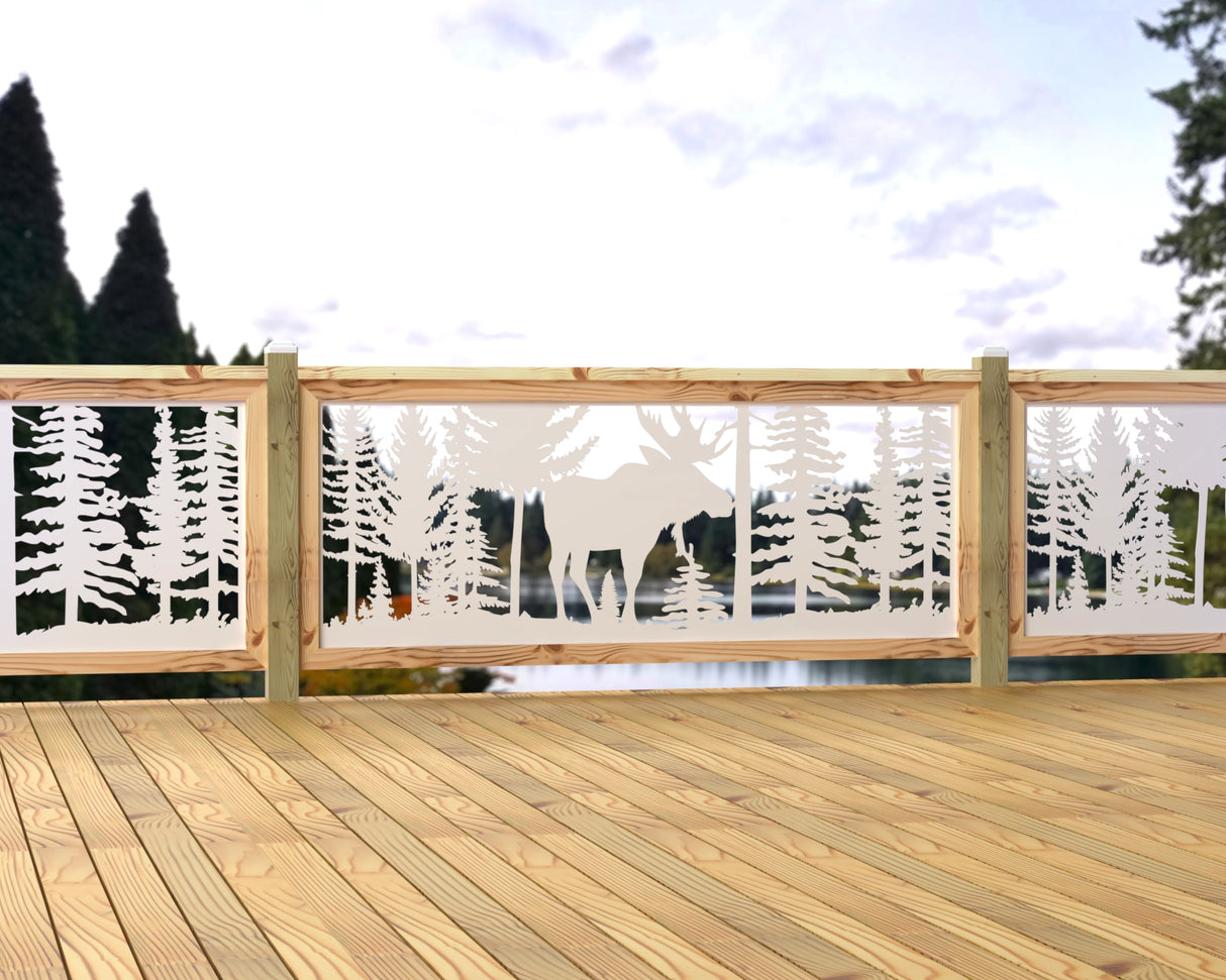 80"x30" - Single Moose Landscape Fence/Gate Panel Insert - Madison Iron and Wood