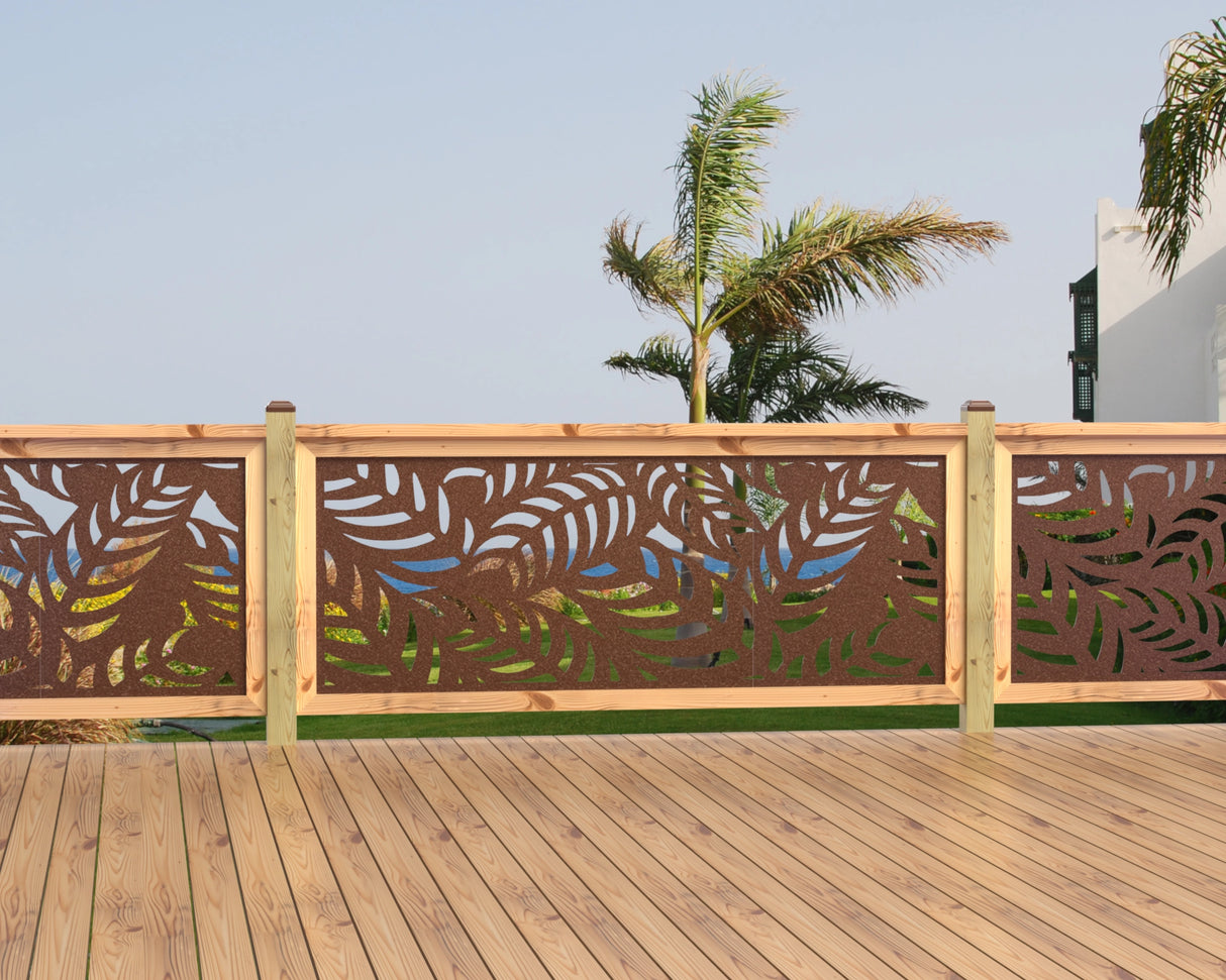80"x30" - Budding Palm Leaf Pattern Fence/Gate Panel Insert - Madison Iron and Wood