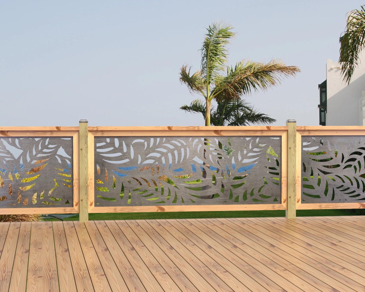 80"x30" - Budding Palm Leaf Pattern Fence/Gate Panel Insert - Madison Iron and Wood