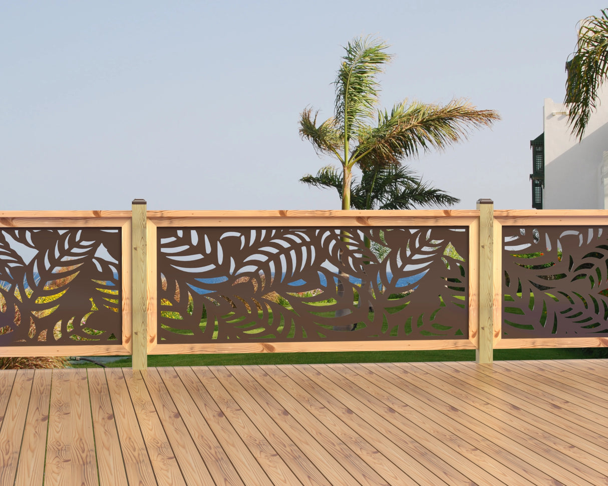 80"x30" - Budding Palm Leaf Pattern Fence/Gate Panel Insert - Madison Iron and Wood