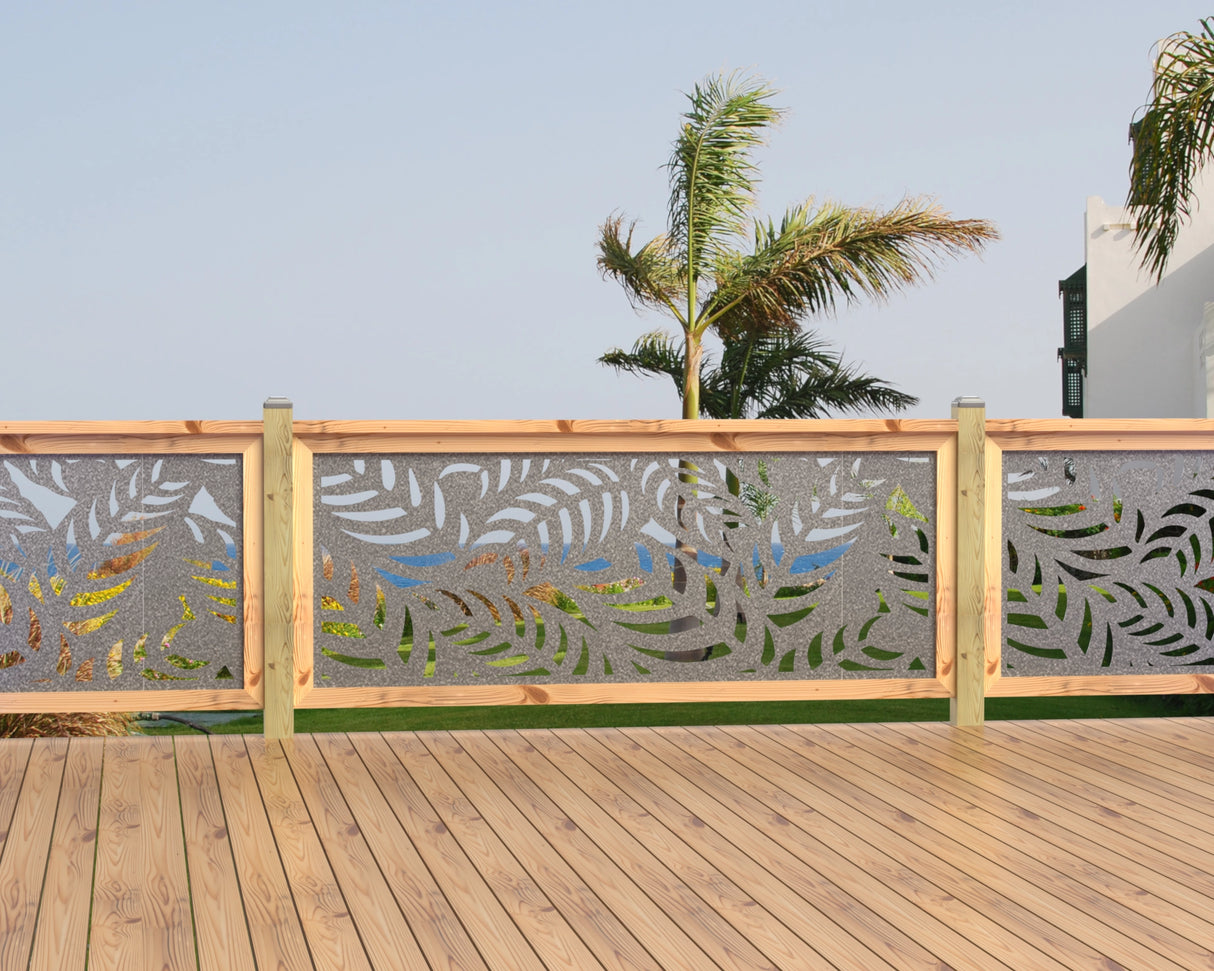 80"x30" - Budding Palm Leaf Pattern Fence/Gate Panel Insert - Madison Iron and Wood