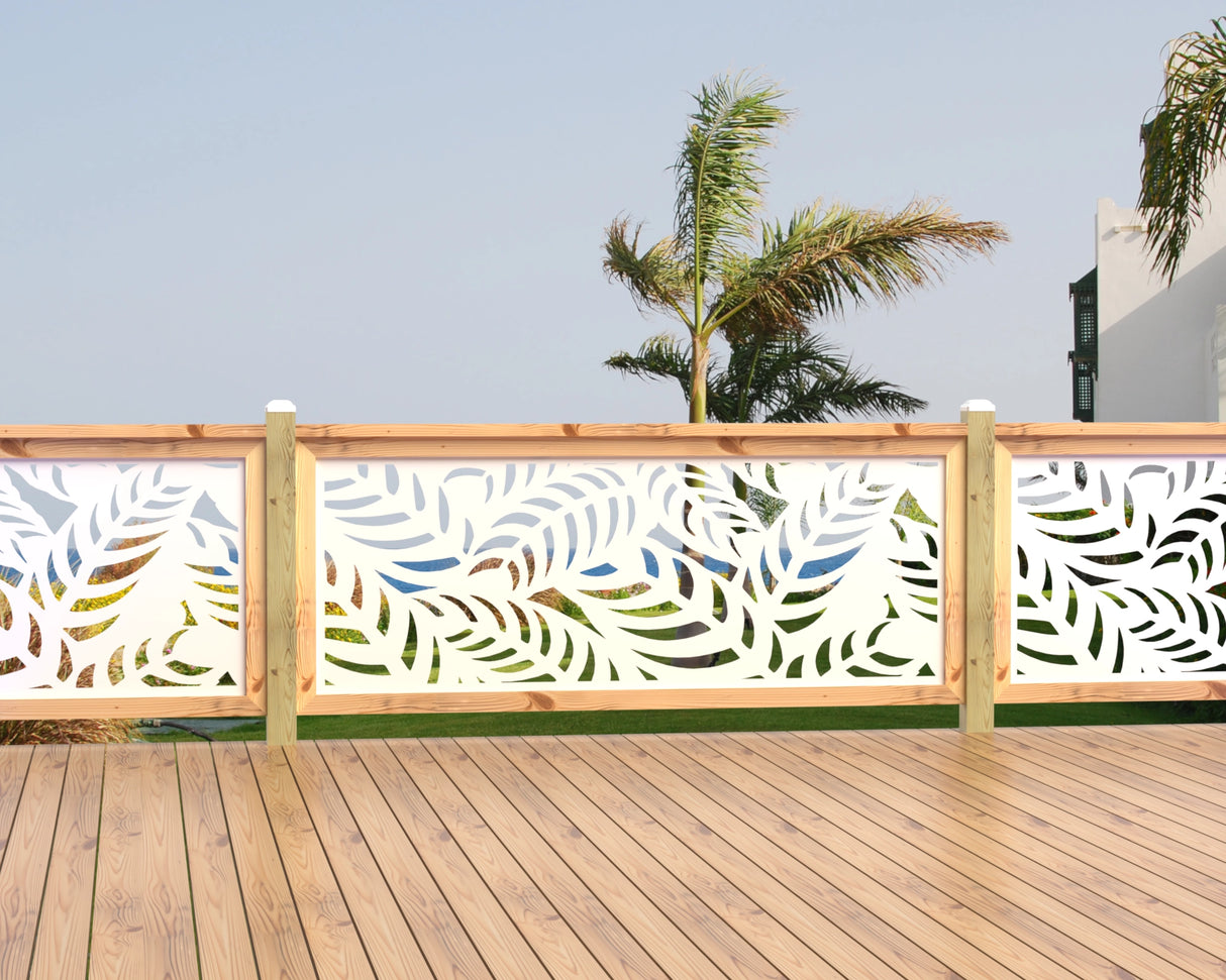 80"x30" - Budding Palm Leaf Pattern Fence/Gate Panel Insert - Madison Iron and Wood