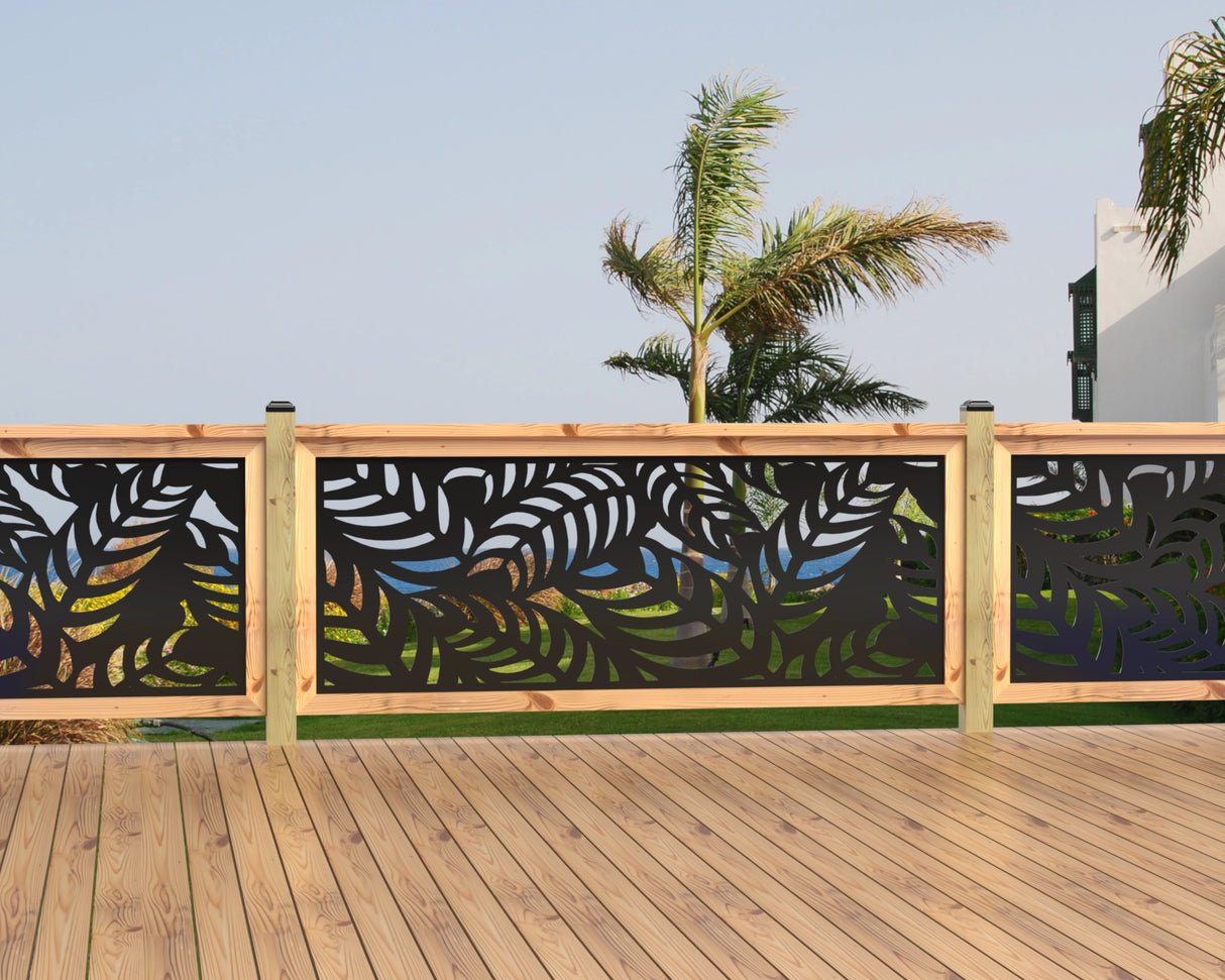 80"x30" - Budding Palm Leaf Pattern Fence/Gate Panel Insert - Madison Iron and Wood