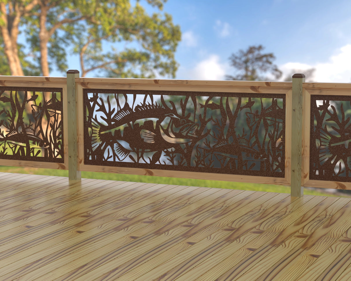 Fish Swimming Railing Panel Insert - Madison Iron and Wood