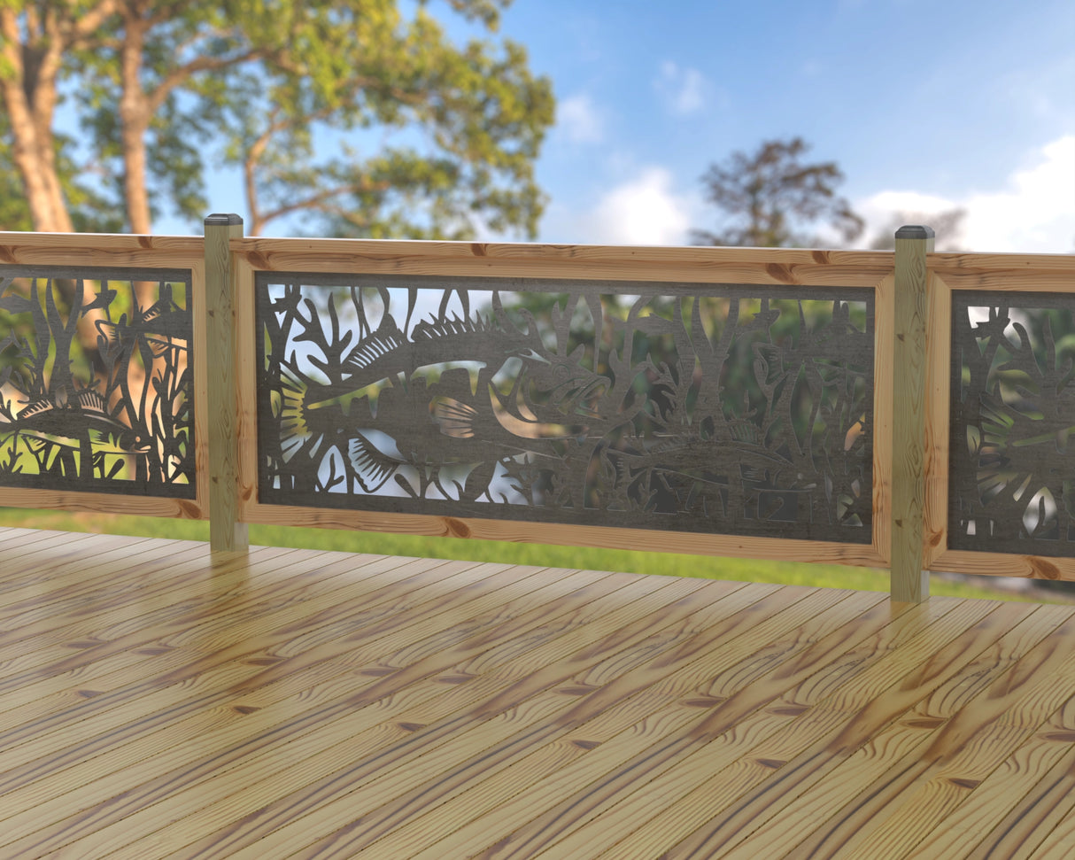 Fish Swimming Railing Panel Insert - Madison Iron and Wood