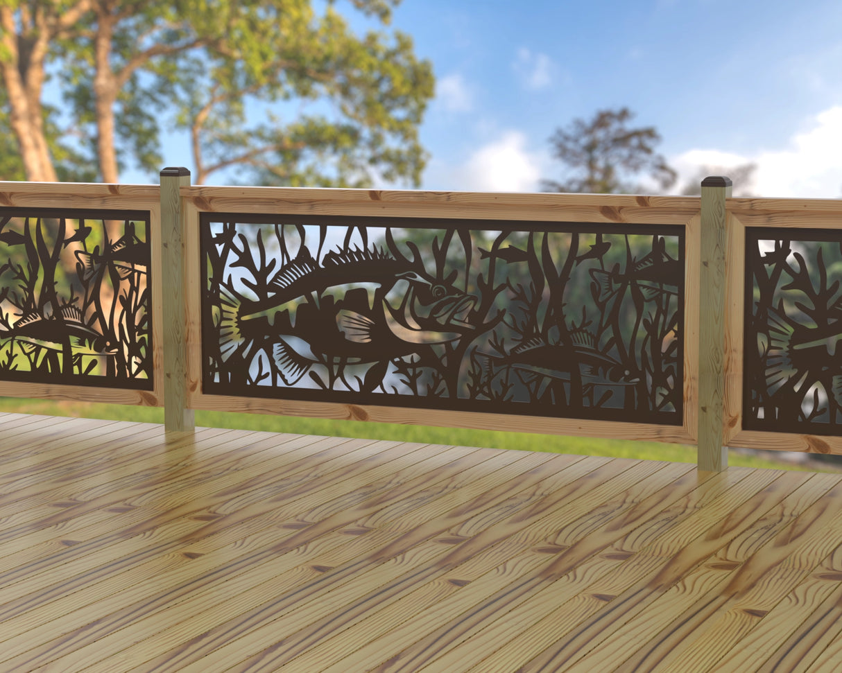 Fish Swimming Railing Panel Insert - Madison Iron and Wood