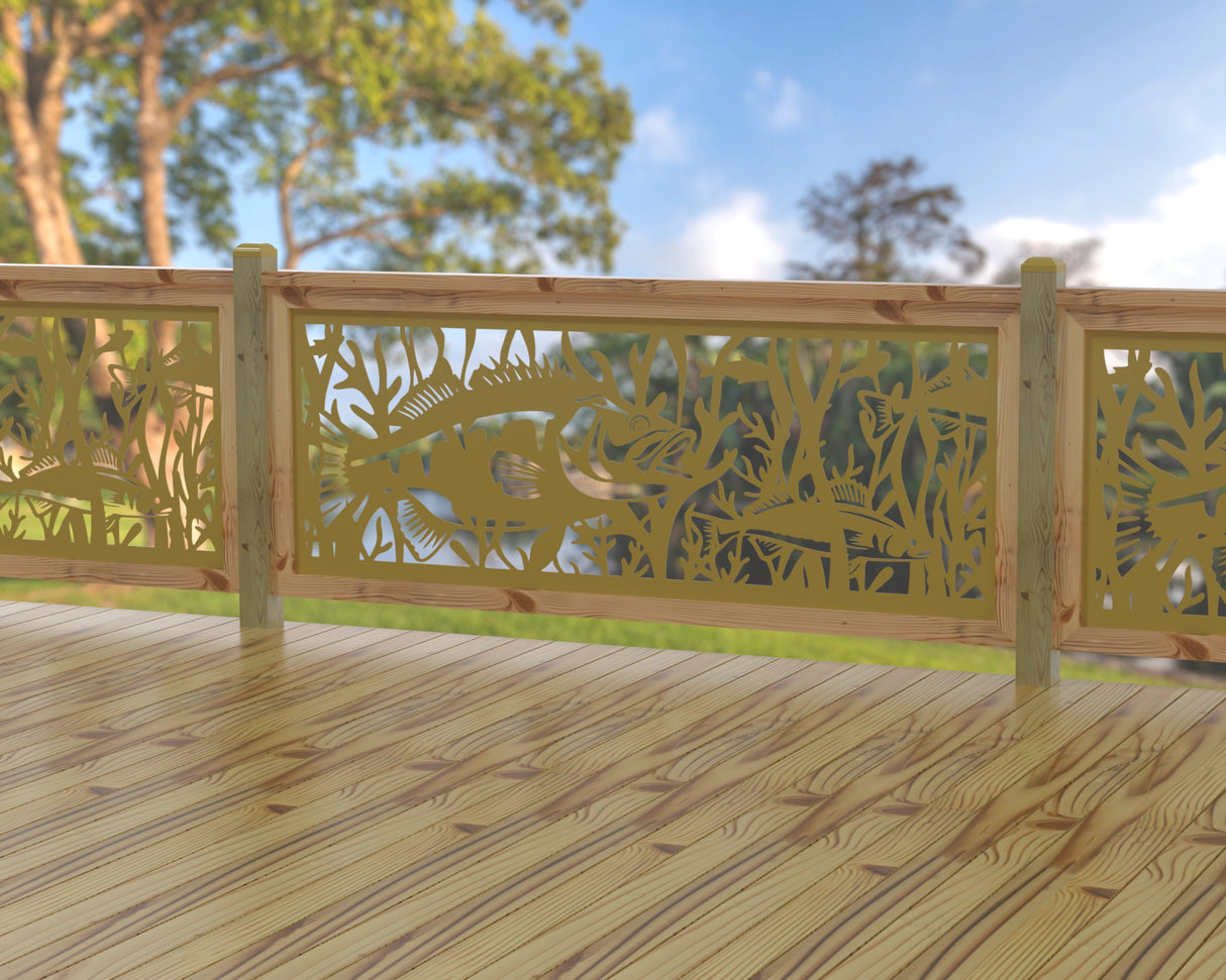 Fish Swimming Railing Panel Insert - Madison Iron and Wood