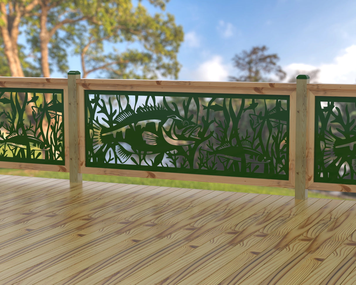 Fish Swimming Railing Panel Insert - Madison Iron and Wood