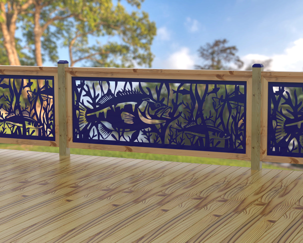 Fish Swimming Railing Panel Insert - Madison Iron and Wood