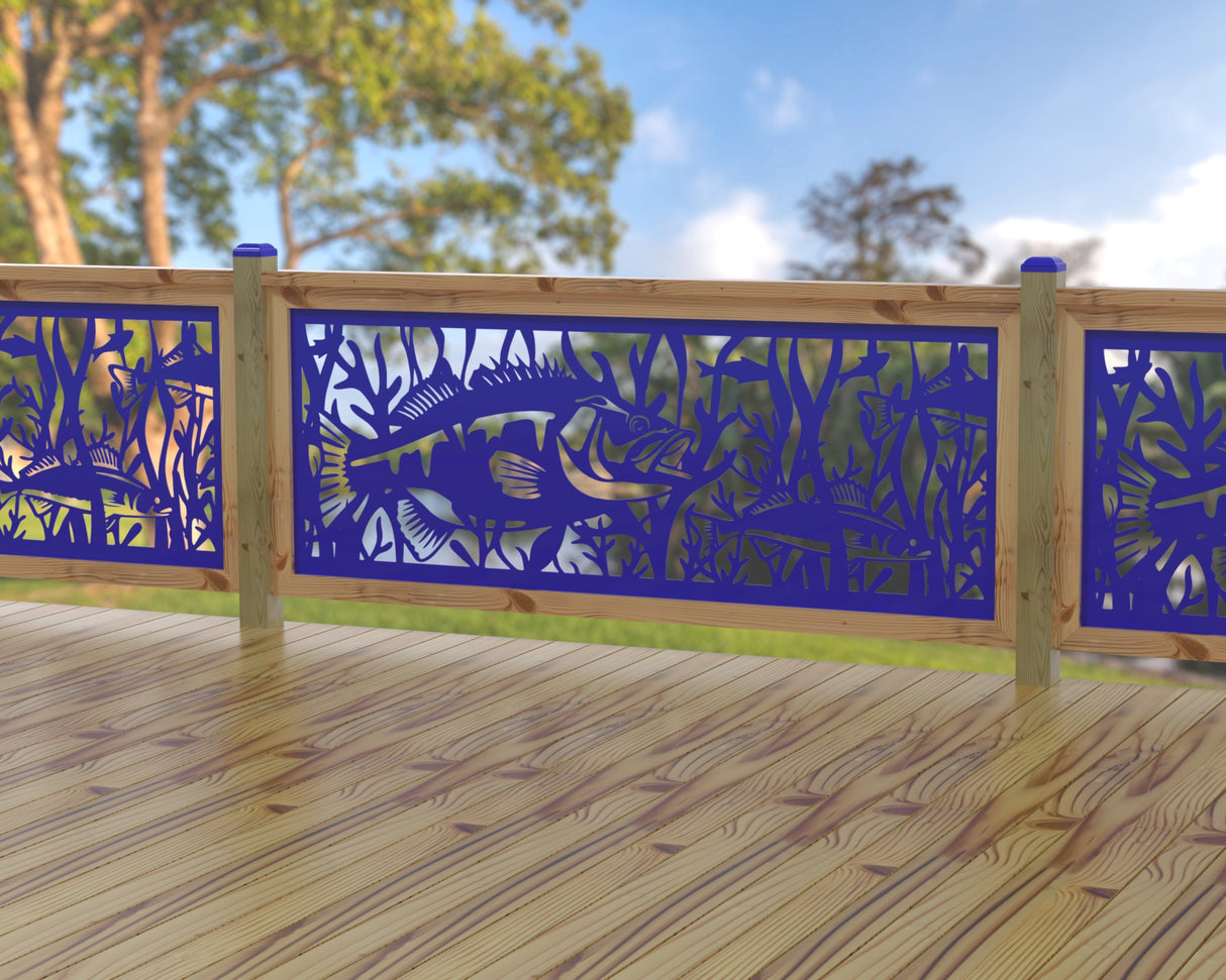Fish Swimming Railing Panel Insert - Madison Iron and Wood