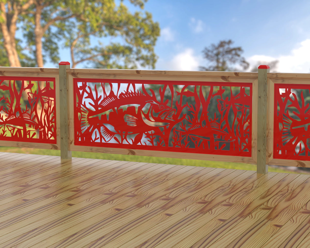 Fish Swimming Railing Panel Insert - Madison Iron and Wood