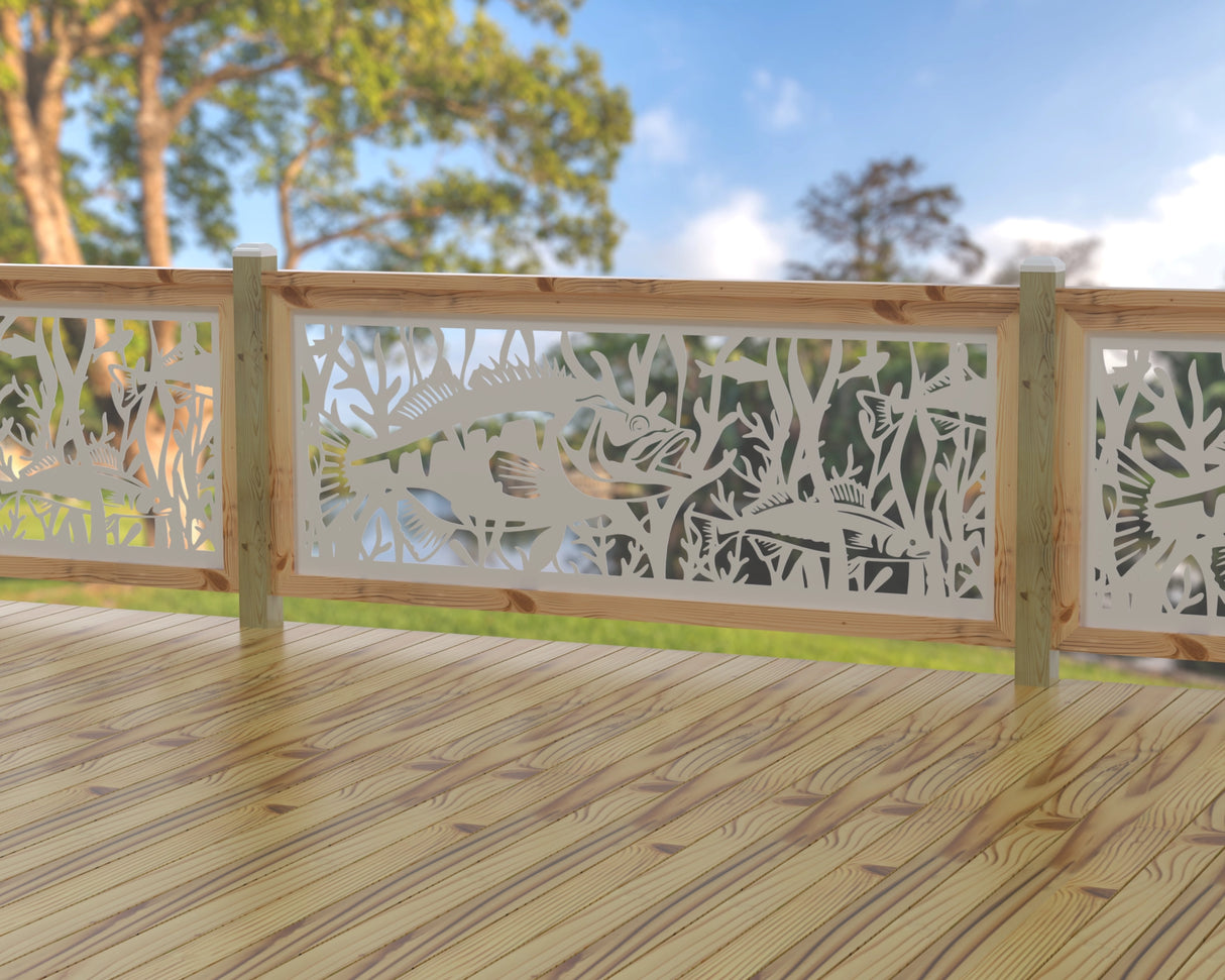 Fish Swimming Railing Panel Insert - Madison Iron and Wood