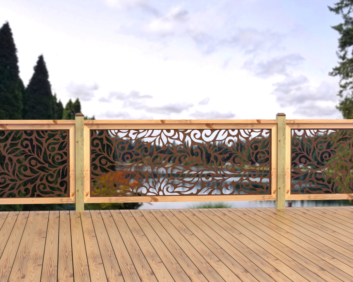 80"x30" - Flowing Leaves Fence/Gate Panel Insert - Madison Iron and Wood