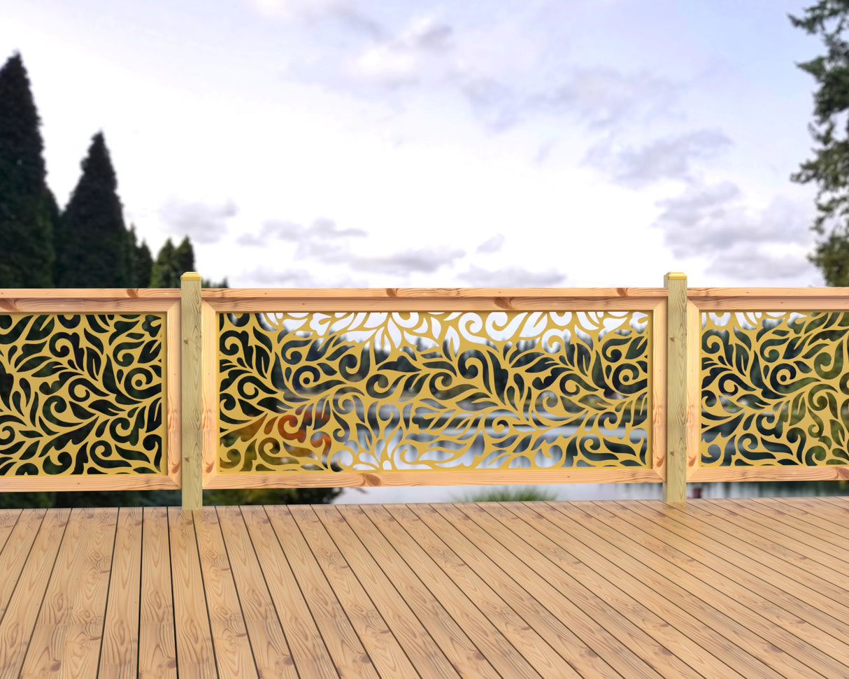 80"x30" - Flowing Leaves Fence/Gate Panel Insert - Madison Iron and Wood