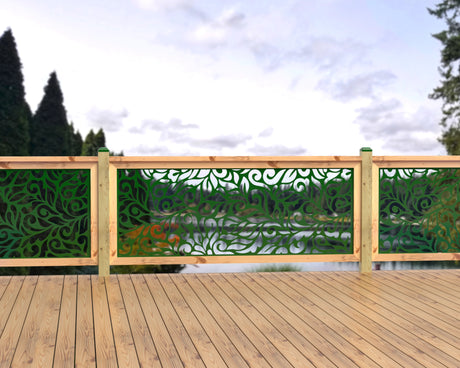 80"x30" - Flowing Leaves Fence/Gate Panel Insert - Madison Iron and Wood