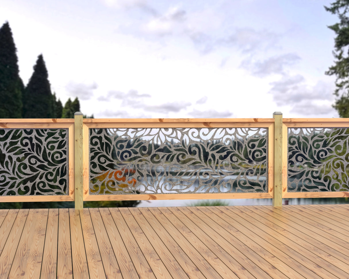 80"x30" - Flowing Leaves Fence/Gate Panel Insert - Madison Iron and Wood