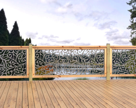 80"x30" - Flowing Leaves Fence/Gate Panel Insert - Madison Iron and Wood