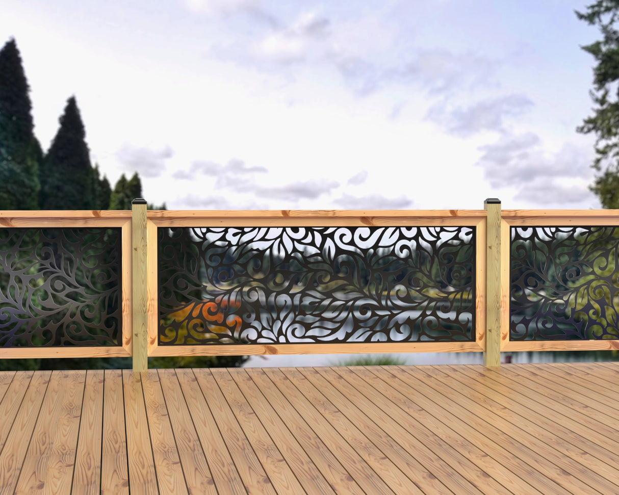 80"x30" - Flowing Leaves Fence/Gate Panel Insert - Madison Iron and Wood
