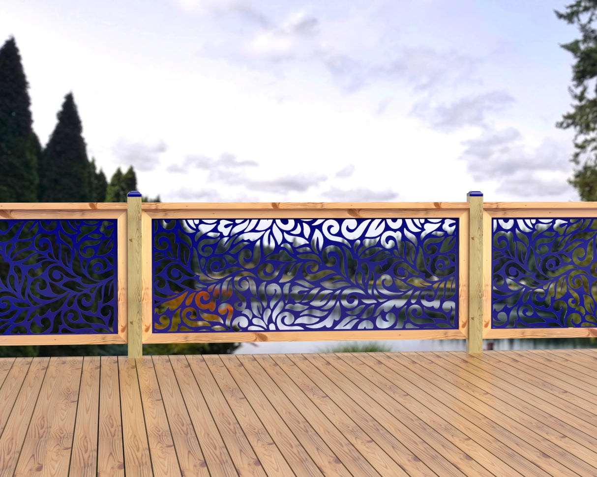 80"x30" - Flowing Leaves Fence/Gate Panel Insert - Madison Iron and Wood