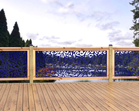 80"x30" - Flowing Leaves Fence/Gate Panel Insert - Madison Iron and Wood