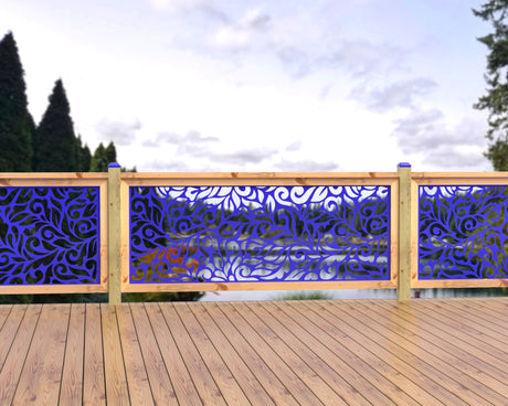 80"x30" - Flowing Leaves Fence/Gate Panel Insert - Madison Iron and Wood