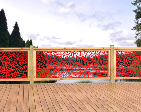 80"x30" - Flowing Leaves Fence/Gate Panel Insert - Madison Iron and Wood