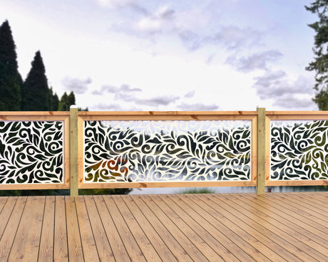 80"x30" - Flowing Leaves Fence/Gate Panel Insert - Madison Iron and Wood